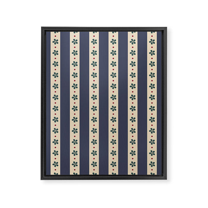 Blue Stripes And Flowers Framed Canvas Print Gallery Image 1