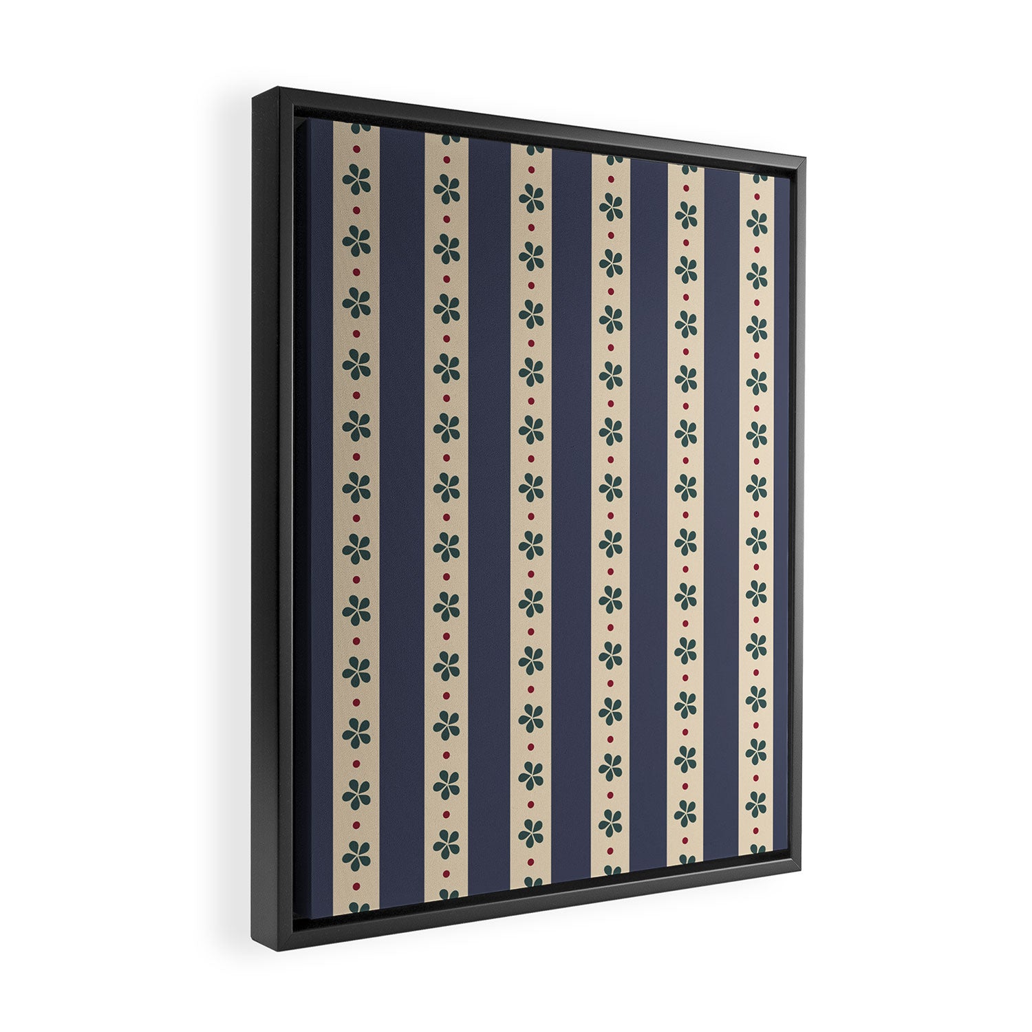 Blue Stripes And Flowers Framed Canvas Print Gallery Image 2