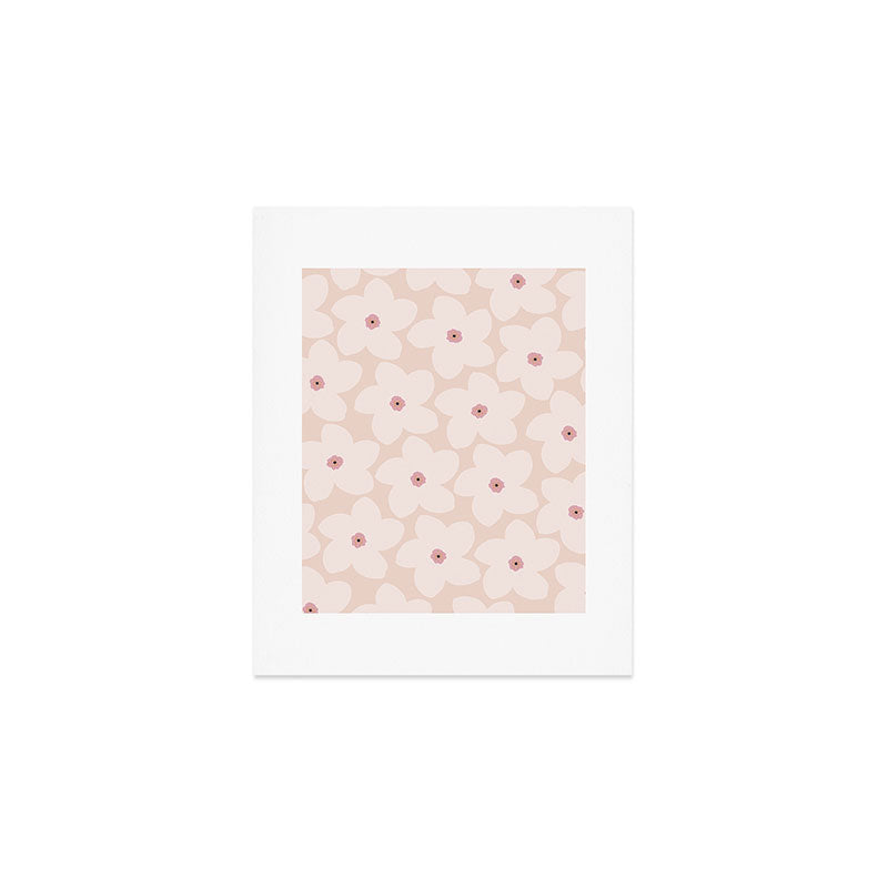 Blush Pink Retro Flower Art Print Gallery Image 1