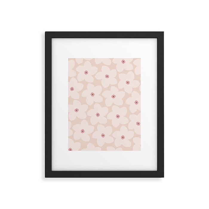Blush Pink Retro Flower Framed Art Print Gallery Image 1