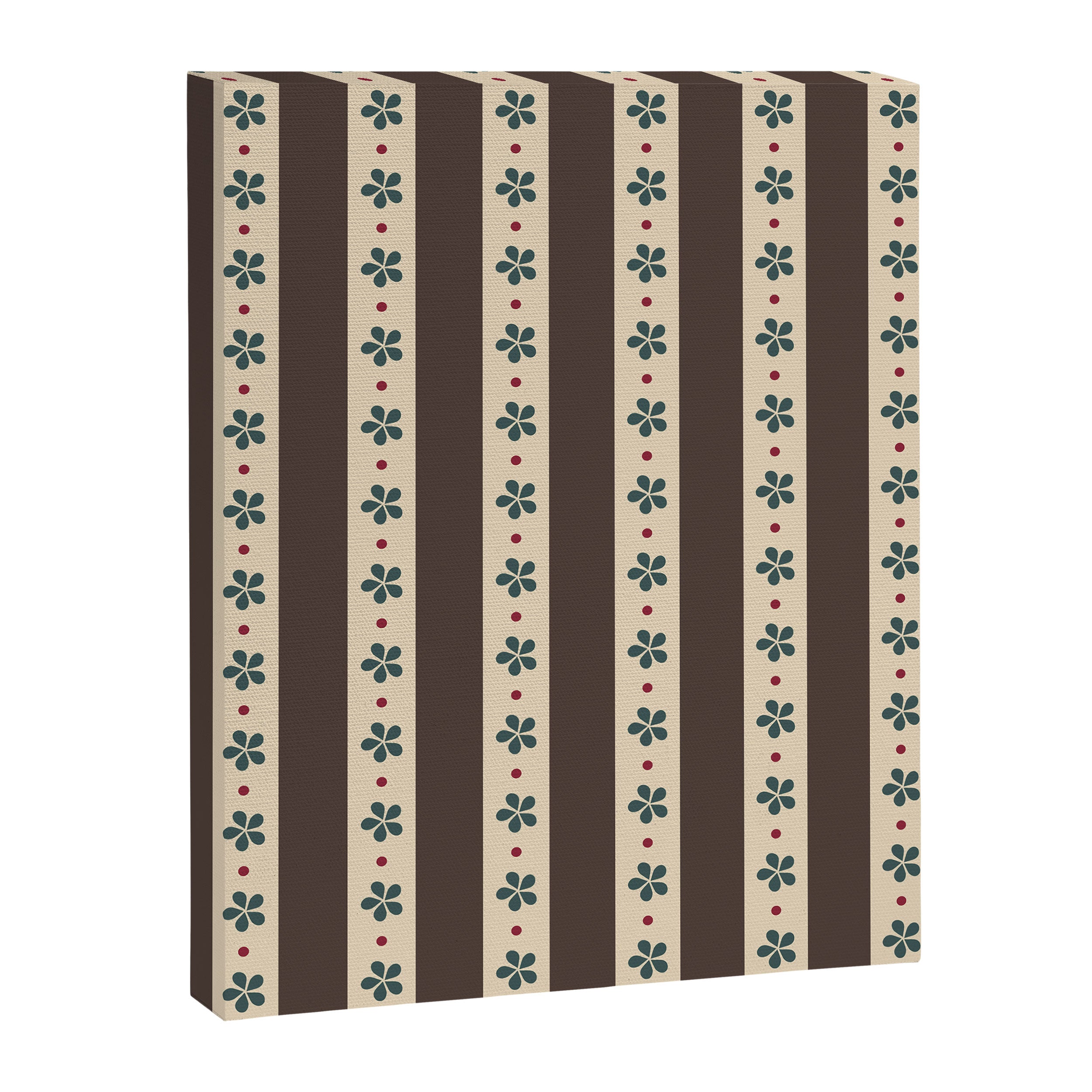 Brown Stripes And Flowers Canvas Print Gallery Image 6