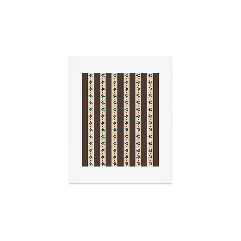 Brown Stripes And Flowers Art Print Gallery Image 1