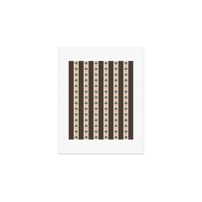 Brown Stripes And Flowers Art Print Gallery Image 1