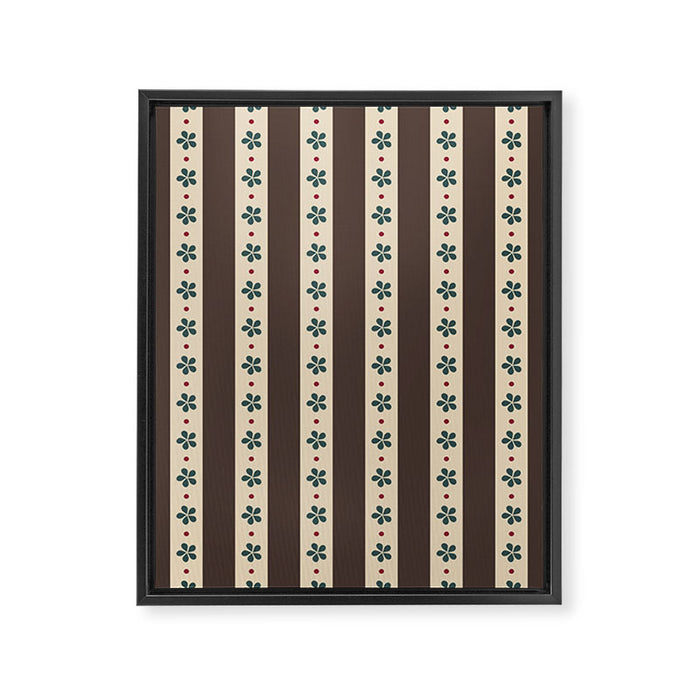 Brown Stripes And Flowers Framed Canvas Print Gallery Image 1