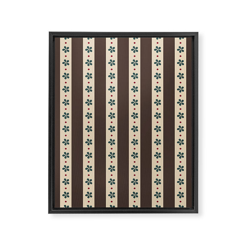 Brown Stripes And Flowers Framed Canvas Print Gallery Image 6