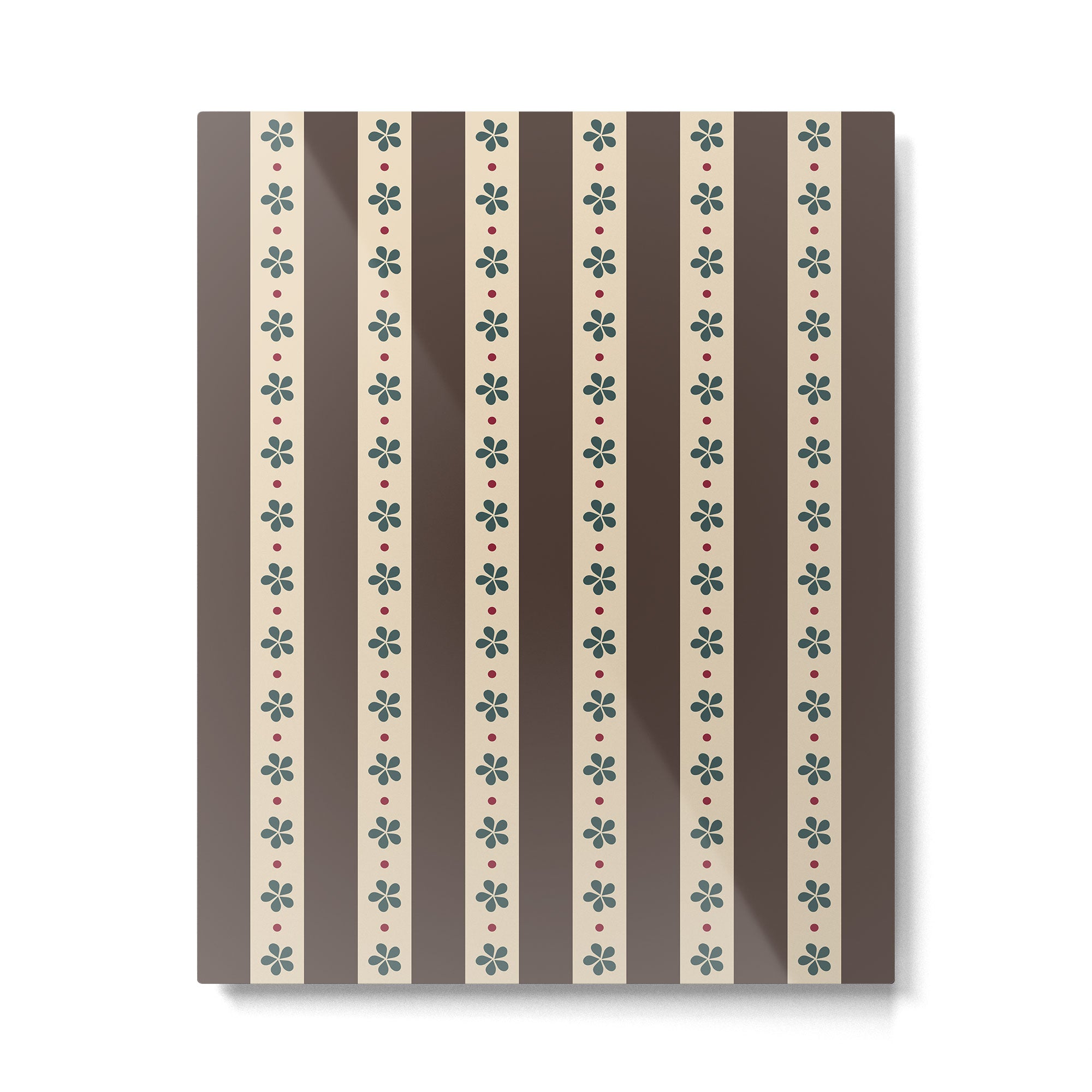 Brown Stripes And Flowers Metal Print Gallery Image 4