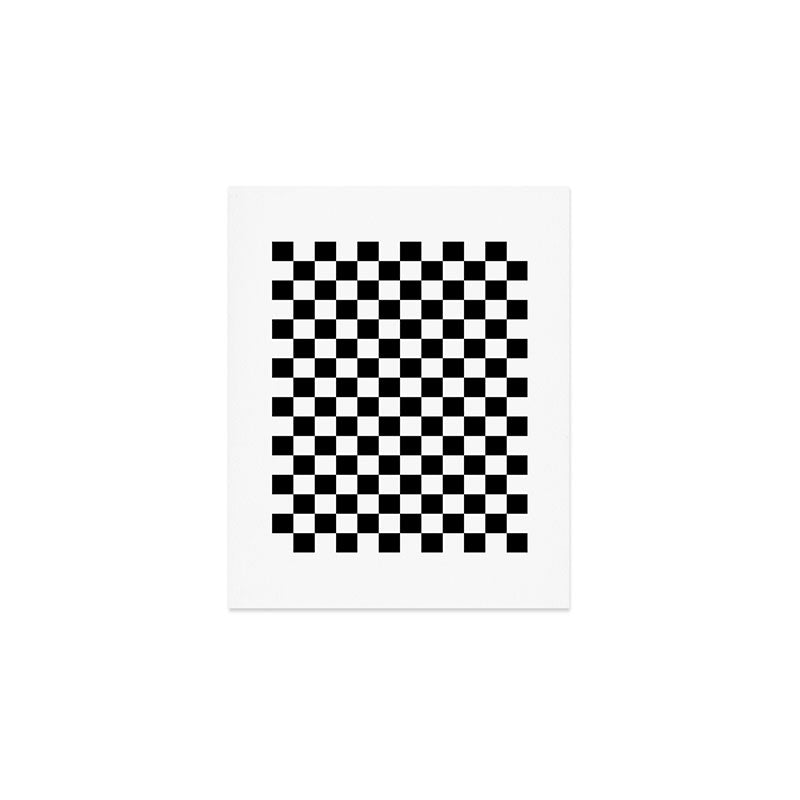 Check Checkered Checkerboard Geometric Black And White Pattern Art Print Gallery Image 1