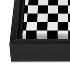 Check Checkered Checkerboard Geometric Black And White Pattern Framed Canvas Print Gallery Image 3