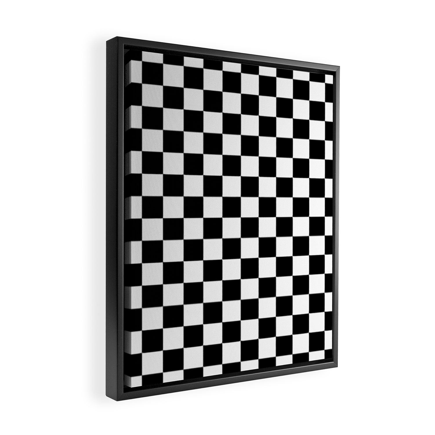 Check Checkered Checkerboard Geometric Black And White Pattern Framed Canvas Print Gallery Image 2