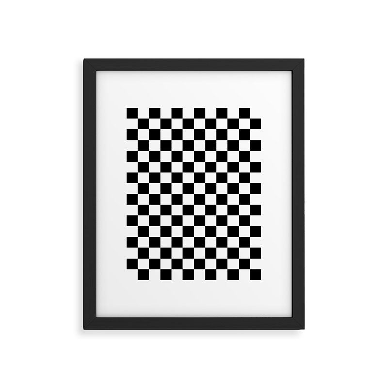 Check Checkered Checkerboard Geometric Black And White Pattern Framed Art Print Gallery Image 5