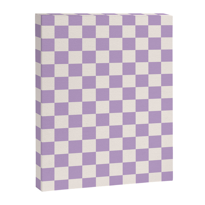 Check Checkered Purple Lilac Lavender Checkerboard Geometric Square Grid Pattern Boho Modern Minimal Canvas Print Gallery Image 1