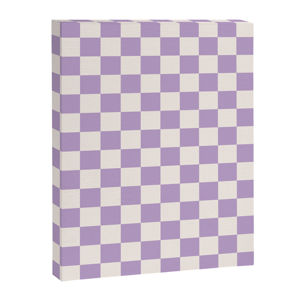 Check Checkered Purple Lilac Lavender Checkerboard Geometric Square Grid Pattern Boho Modern Minimal Canvas Print Gallery Image 6