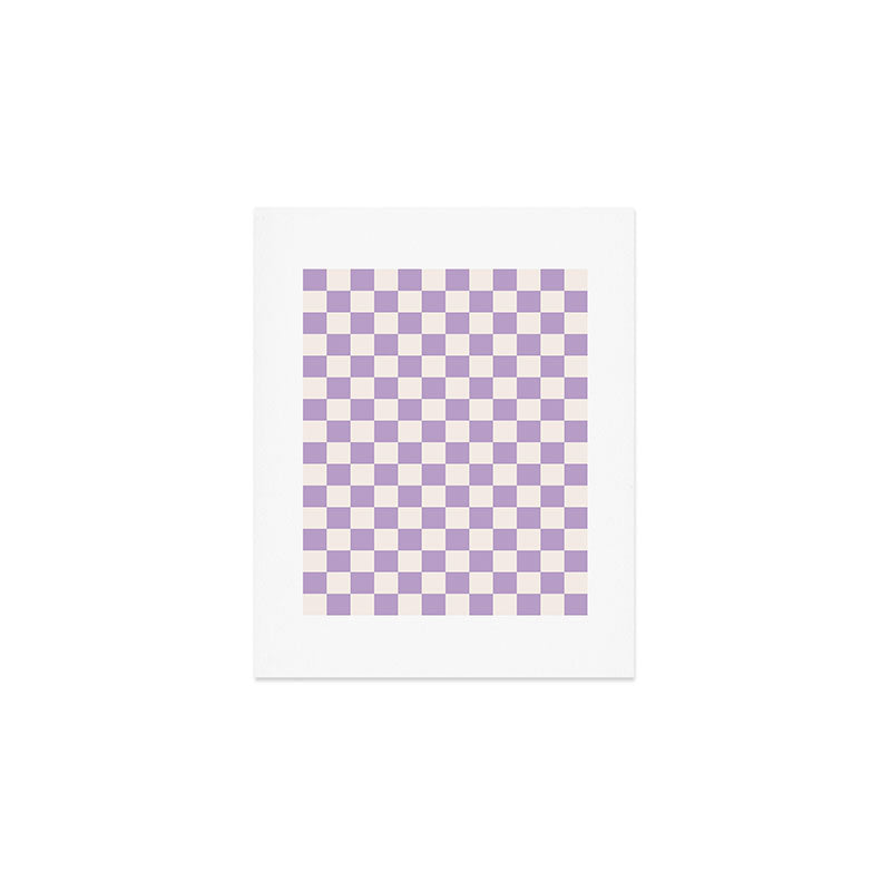 Check Checkered Purple Lilac Lavender Checkerboard Geometric Square Grid Pattern Boho Modern Minimal Art Print Gallery Image 1