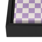 Check Checkered Purple Lilac Lavender Checkerboard Geometric Square Grid Pattern Boho Modern Minimal Framed Canvas Print Gallery Image 3