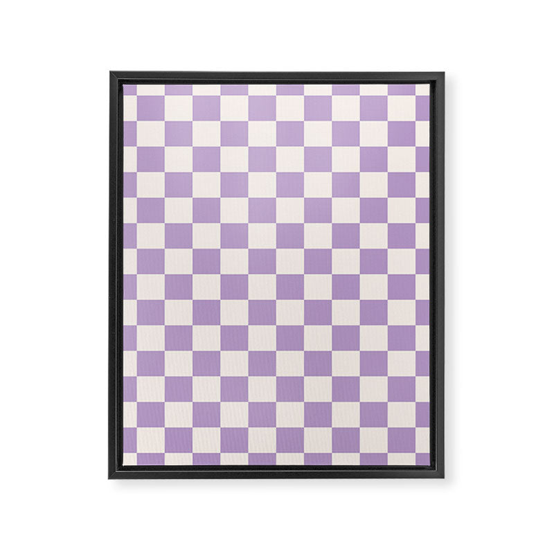 Check Checkered Purple Lilac Lavender Checkerboard Geometric Square Grid Pattern Boho Modern Minimal Framed Canvas Print Gallery Image 6