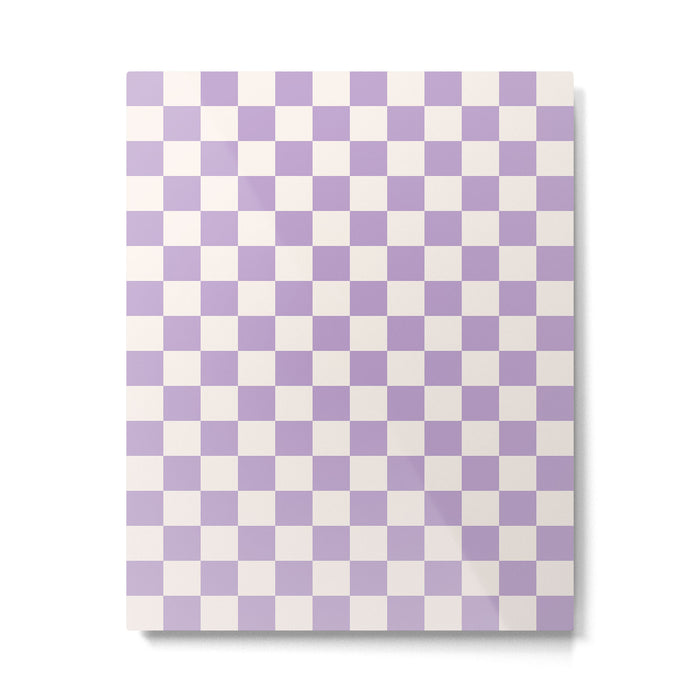 Check Checkered Purple Lilac Lavender Checkerboard Geometric Square Grid Pattern Boho Modern Minimal Metal Print Gallery Image 1