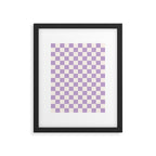 Check Checkered Purple Lilac Lavender Checkerboard Geometric Square Grid Pattern Boho Modern Minimal Framed Art Print Gallery Image 5