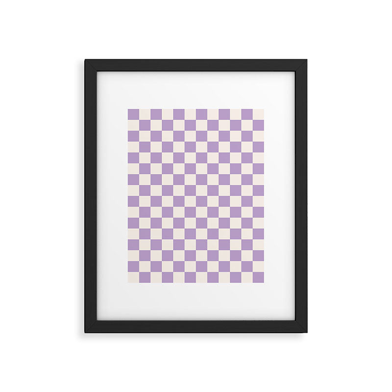 Check Checkered Purple Lilac Lavender Checkerboard Geometric Square Grid Pattern Boho Modern Minimal Framed Art Print Gallery Image 5
