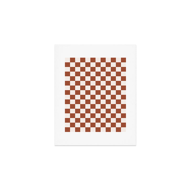 Check Rust Checkered Checkerboard Geometric Earth Tones Terracotta Modern Minimal Chocolate Pattern Art Print Gallery Image 1