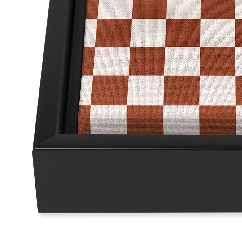 Check Rust Checkered Checkerboard Geometric Earth Tones Terracotta Modern Minimal Chocolate Pattern Framed Canvas Print Gallery Image 3