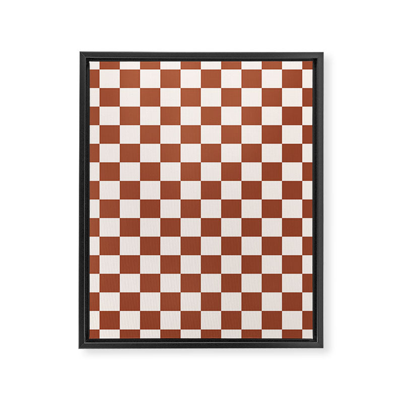 Check Rust Checkered Checkerboard Geometric Earth Tones Terracotta Modern Minimal Chocolate Pattern Framed Canvas Print Gallery Image 6