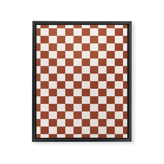 Check Rust Checkered Checkerboard Geometric Earth Tones Terracotta Modern Minimal Chocolate Pattern Framed Canvas Print Gallery Image 1