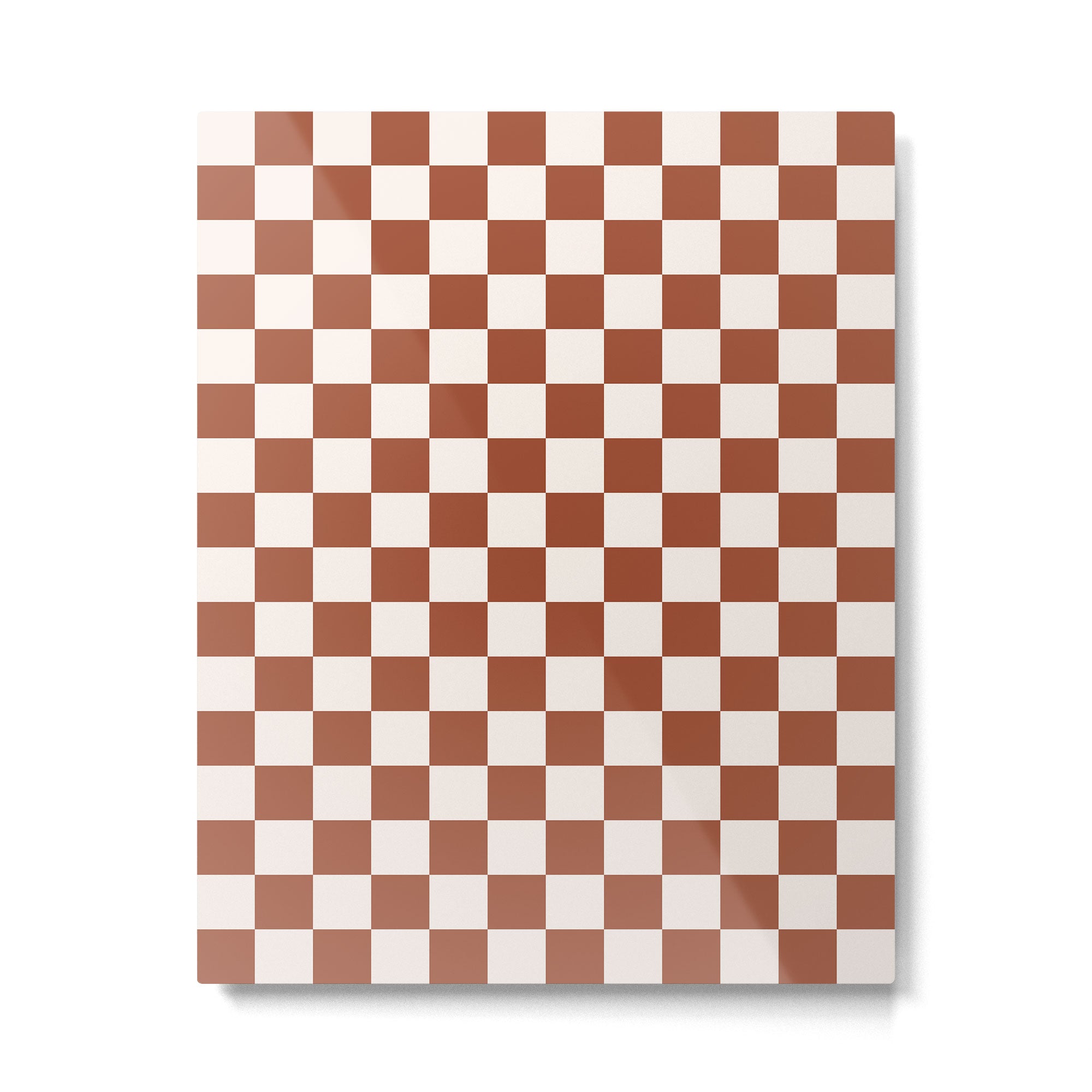 Check Rust Checkered Checkerboard Geometric Earth Tones Terracotta Modern Minimal Chocolate Pattern Metal Print Gallery Image 4