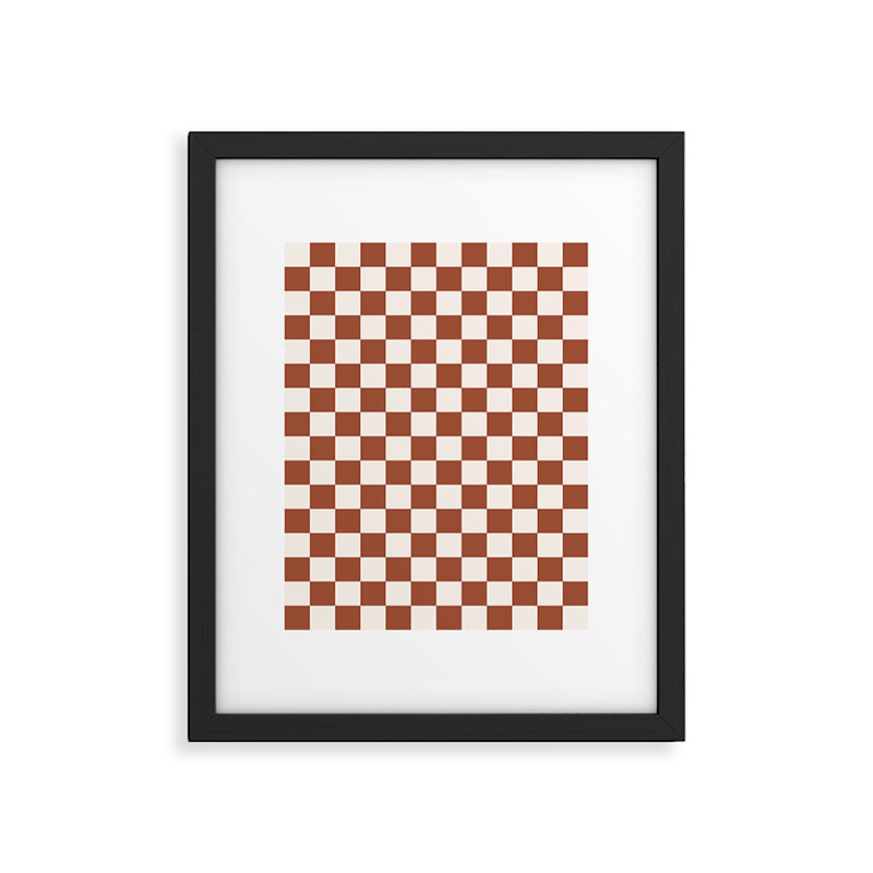 Check Rust Checkered Checkerboard Geometric Earth Tones Terracotta Modern Minimal Chocolate Pattern Framed Art Print Gallery Image 5