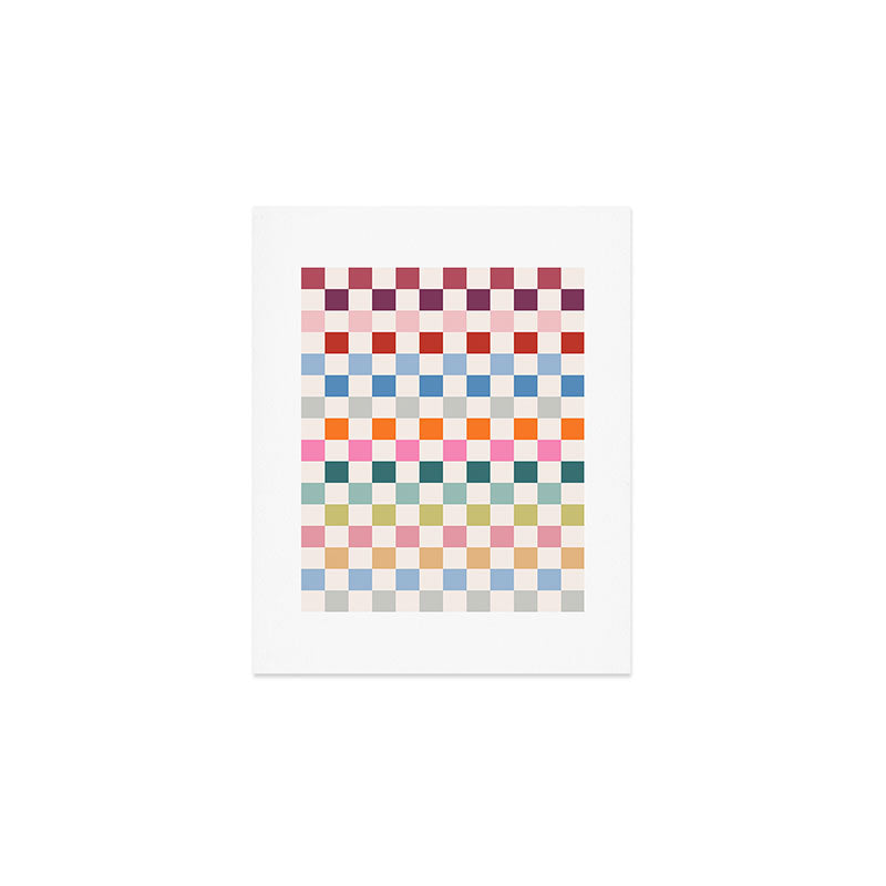 Checkered Retro Colorful Check Pattern Art Print Gallery Image 1