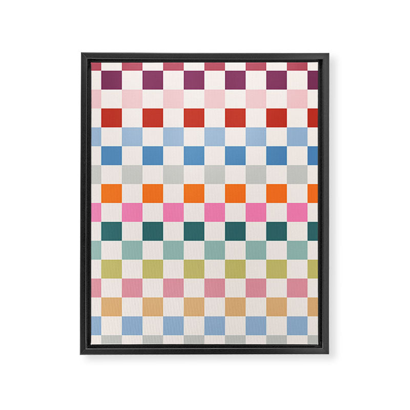 Checkered Retro Colorful Check Pattern Framed Canvas Print Gallery Image 6