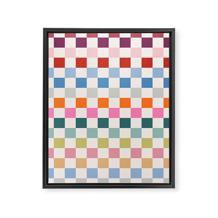 Checkered Retro Colorful Check Pattern Framed Canvas Print Gallery Image 1