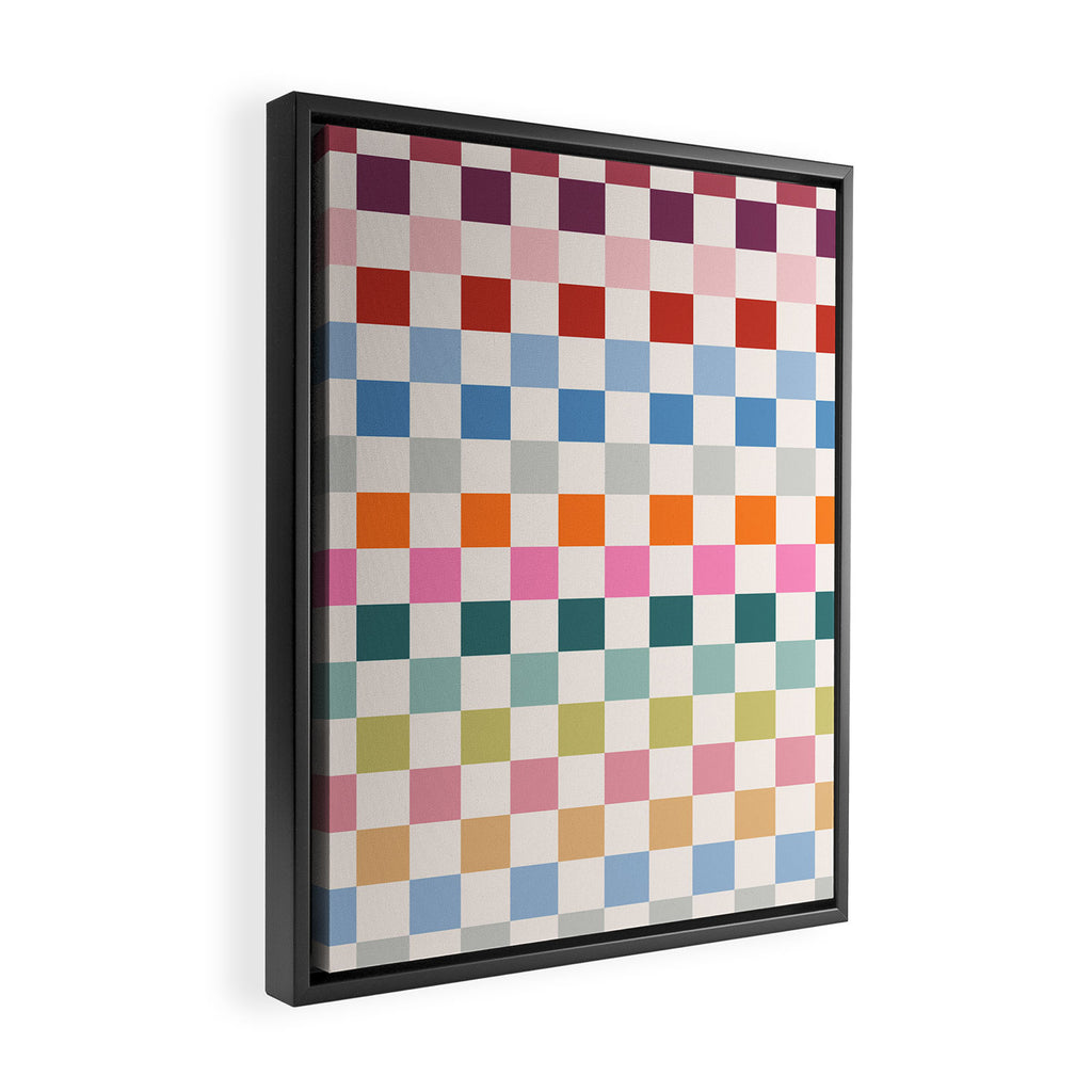 Checkered Retro Colorful Check Pattern Framed Canvas Print Gallery Image 2