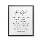 Christian Quote Wall Art 2 Timothy 1 7 For God Hath Not Given Us A Spirit Of Fear Bible Scripture Framed Canvas Print Gallery Image 6
