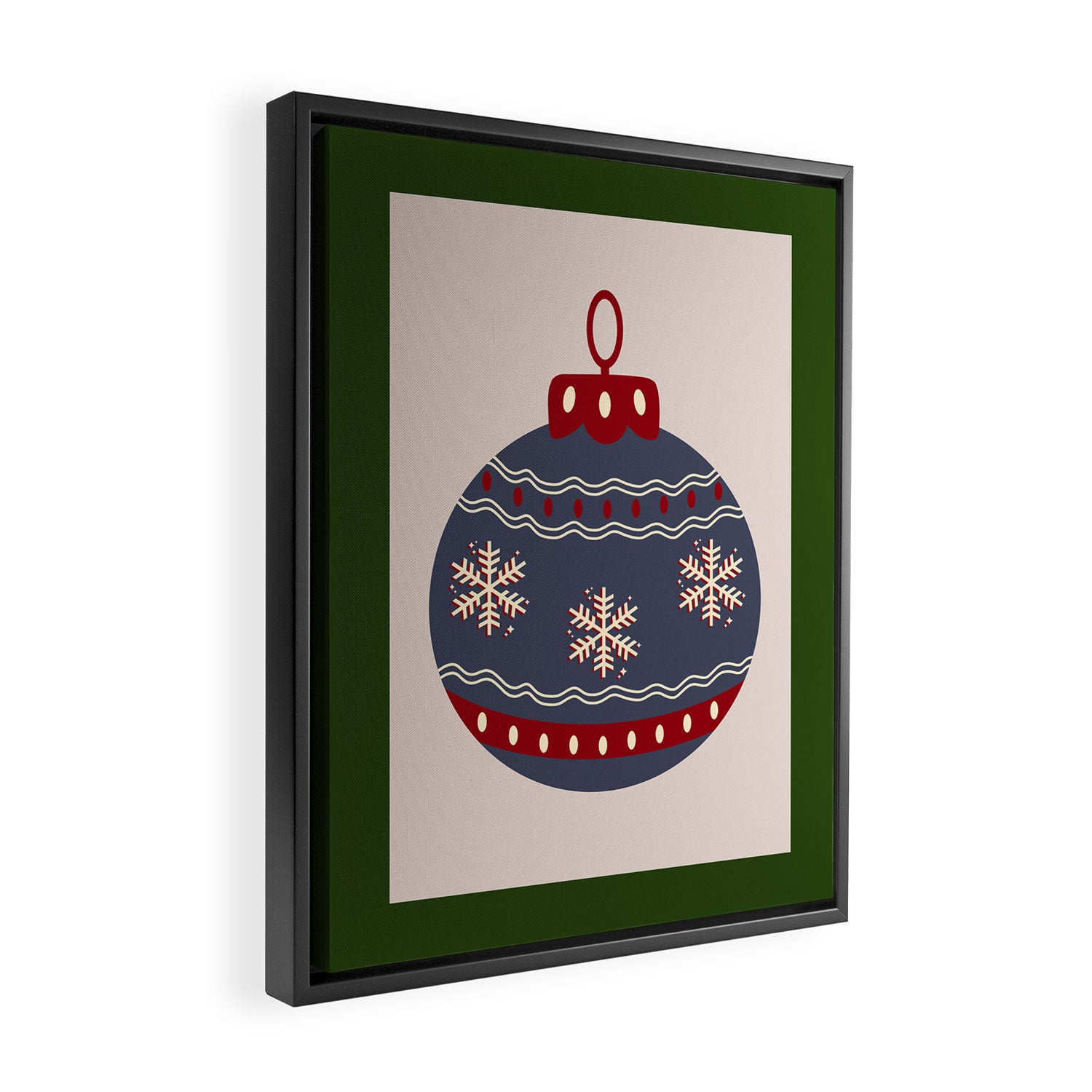 Christmas Bauble Blue And Red Framed Canvas Print Gallery Image 2