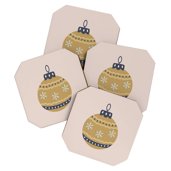 Christmas Bauble Gold And Blue Coaster Gallery Image 1