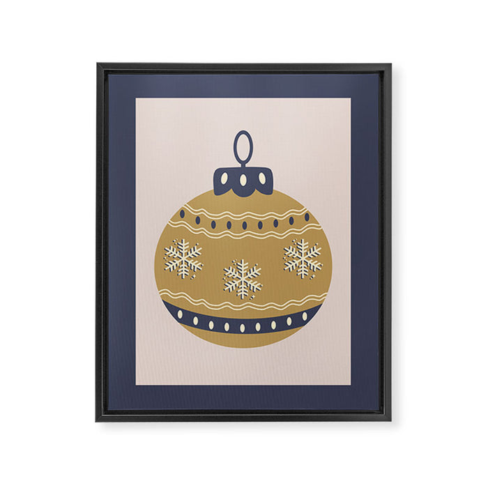 Christmas Bauble Gold And Blue Framed Canvas Print Gallery Image 1