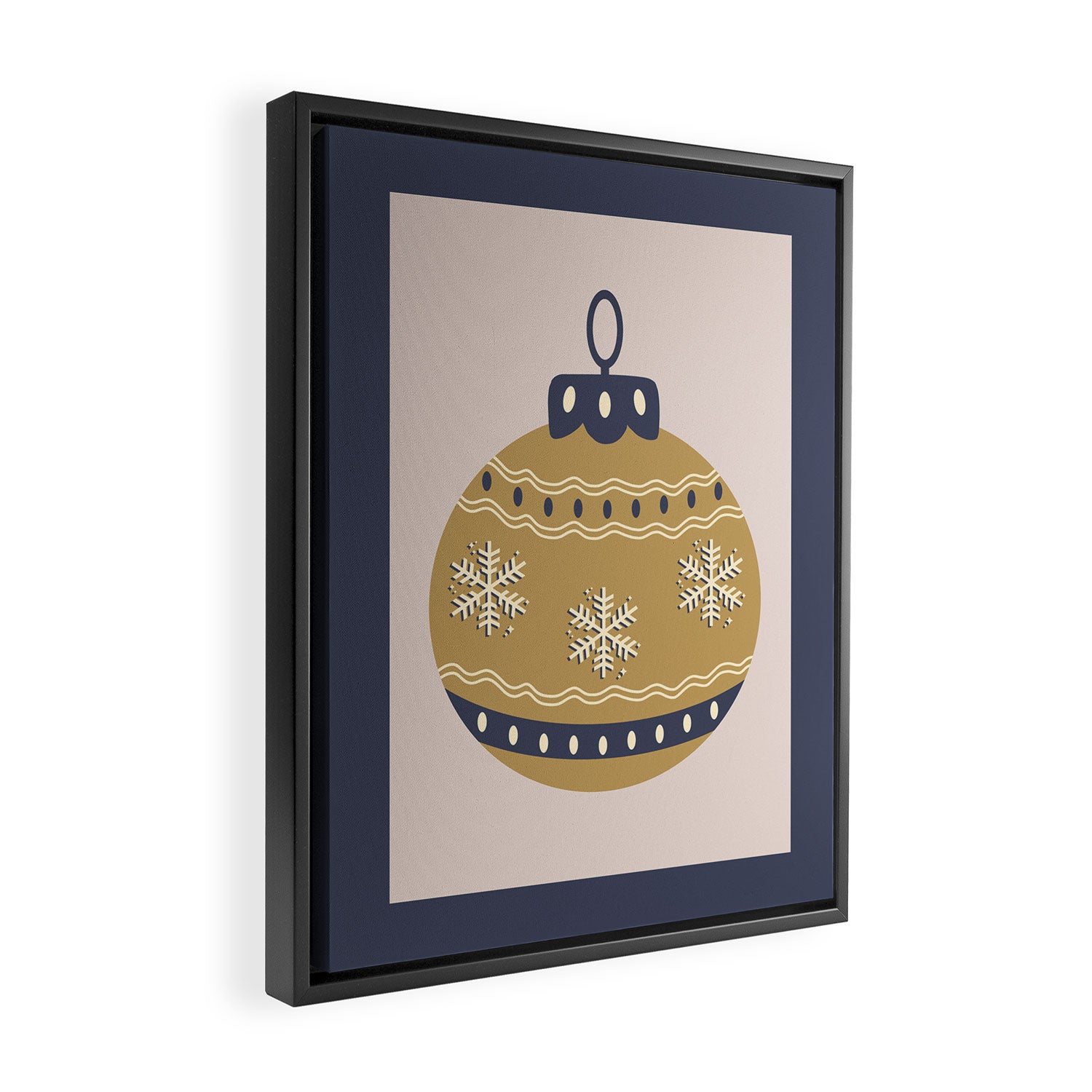 Christmas Bauble Gold And Blue Framed Canvas Print Gallery Image 2