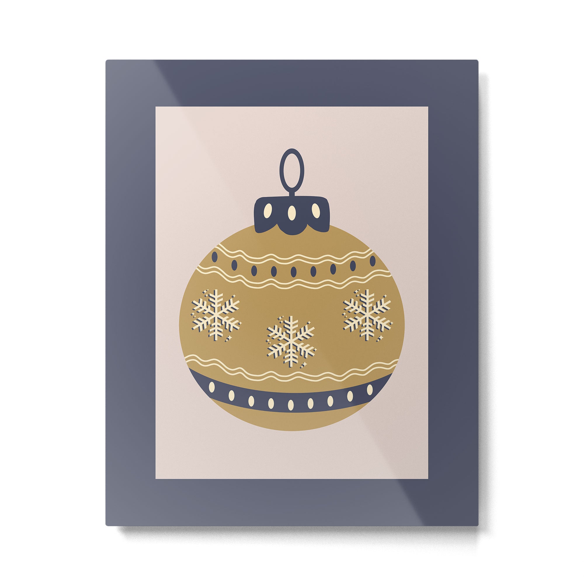 Christmas Bauble Gold And Blue Metal Print Gallery Image 4