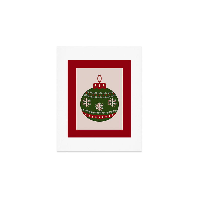 Christmas Bauble Green And Red Art Print Gallery Image 1