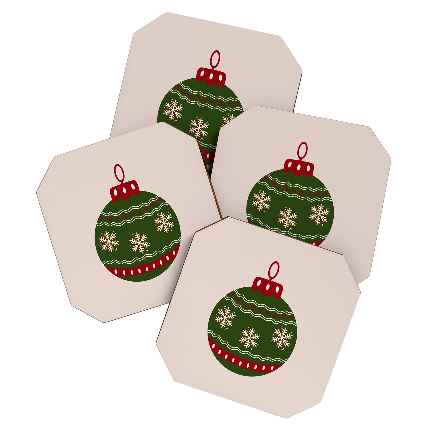 Christmas Bauble Green And Red Coaster Gallery Image 1
