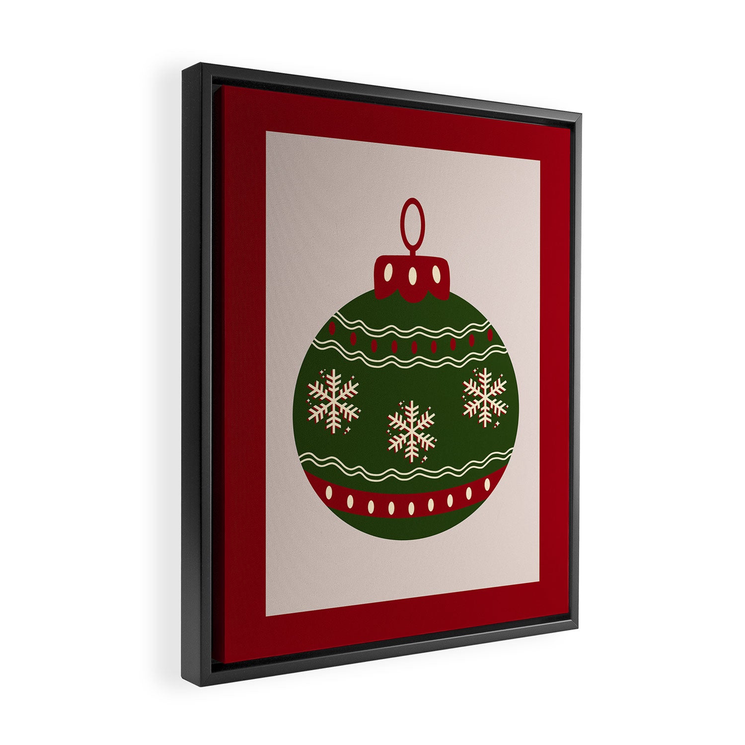 Christmas Bauble Green And Red Framed Canvas Print Gallery Image 2