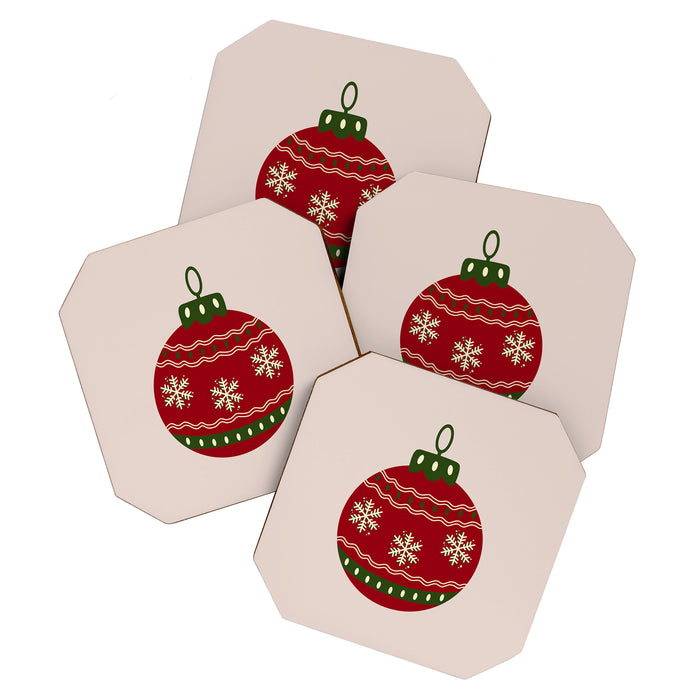 Christmas Bauble Red Coaster Gallery Image 1