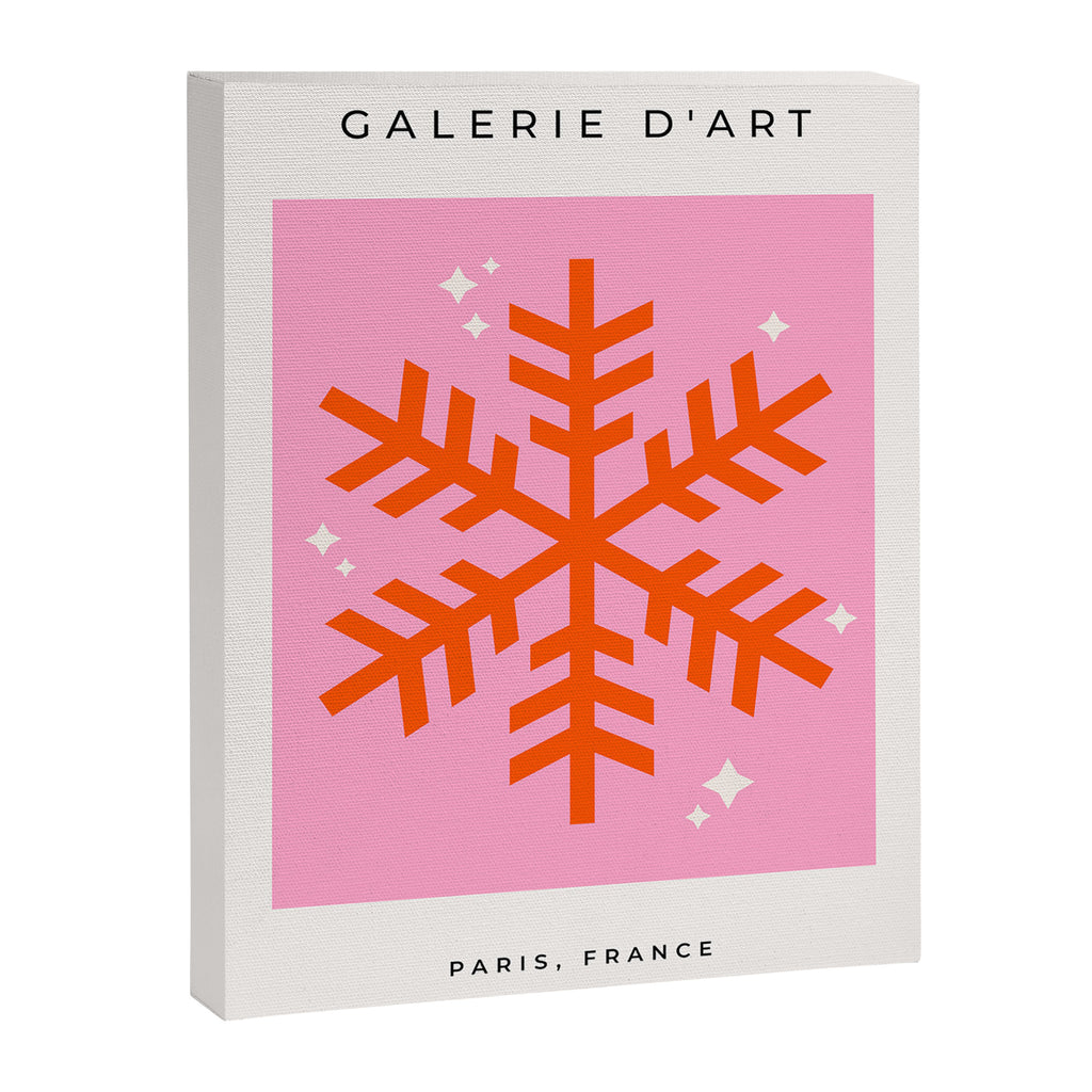 Christmas Print Snowflake Pink And Orange Holiday Decorations Festive Modern Decor Canvas Print Gallery Image 6