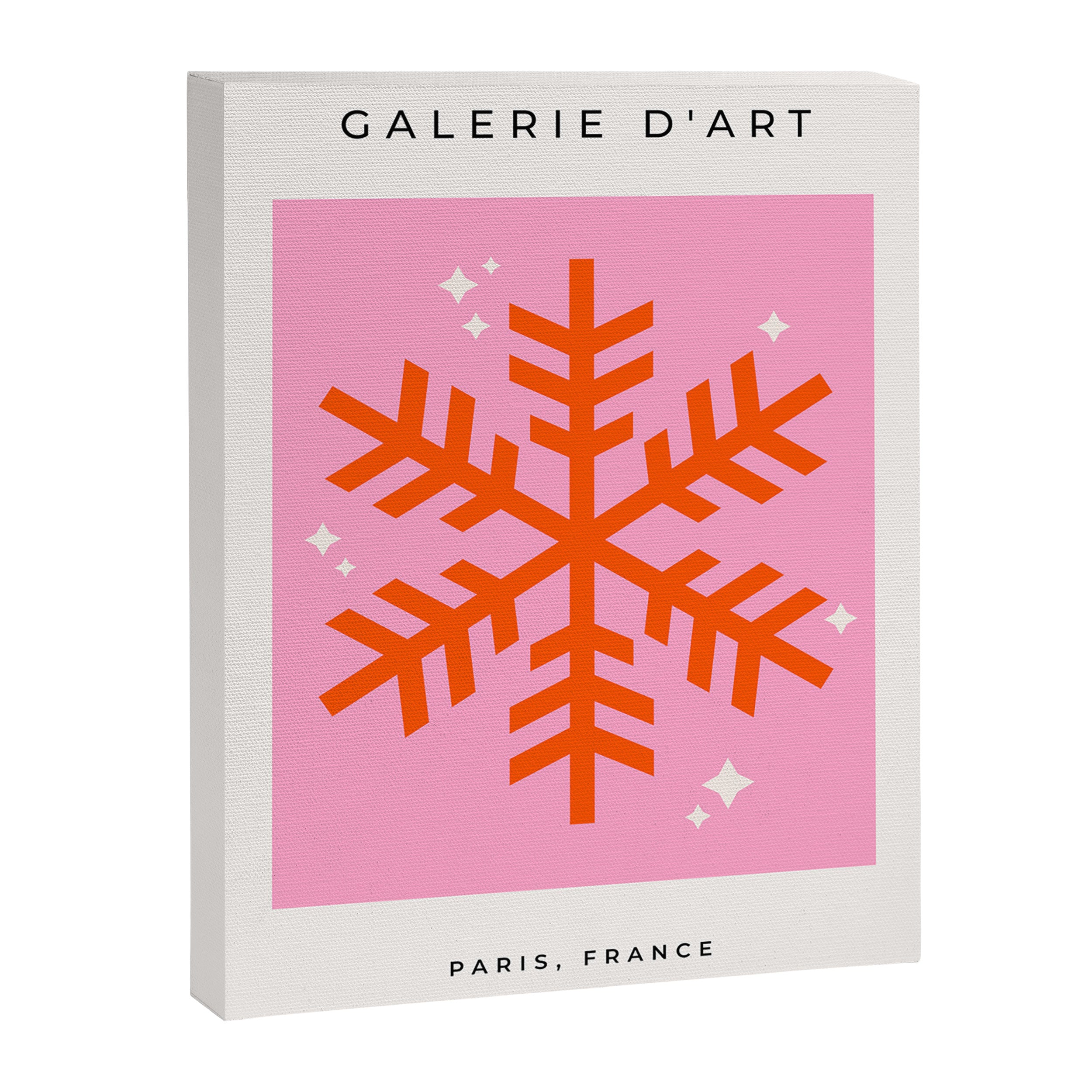 Christmas Print Snowflake Pink And Orange Holiday Decorations Festive Modern Decor Canvas Print Gallery Image 6