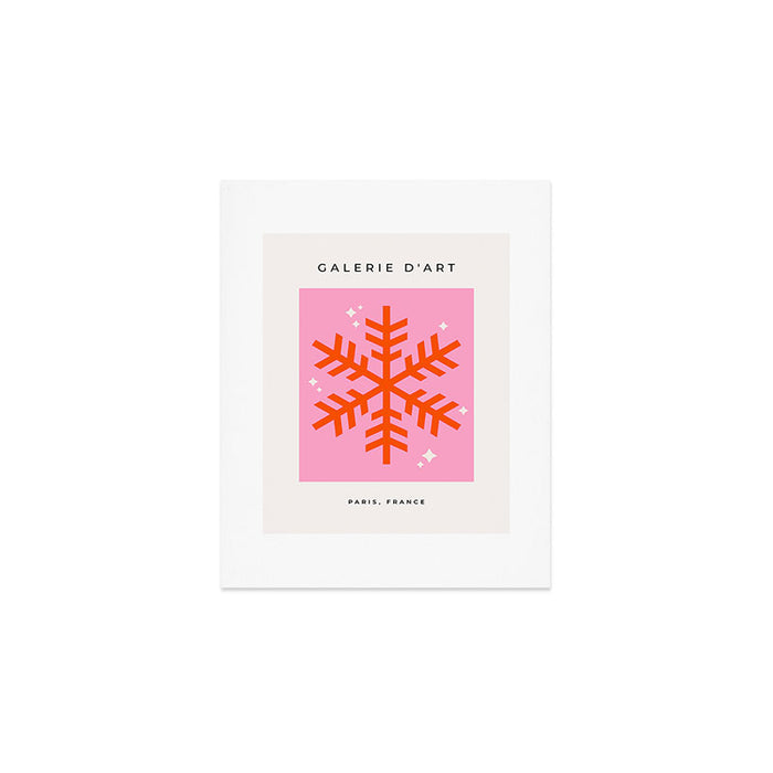 Christmas Print Snowflake Pink And Orange Holiday Decorations Festive Modern Decor Art Print Gallery Image 1