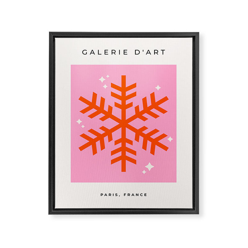 Christmas Print Snowflake Pink And Orange Holiday Decorations Festive Modern Decor Framed Canvas Print Gallery Image 6