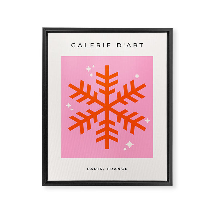 Christmas Print Snowflake Pink And Orange Holiday Decorations Festive Modern Decor Framed Canvas Print Gallery Image 1