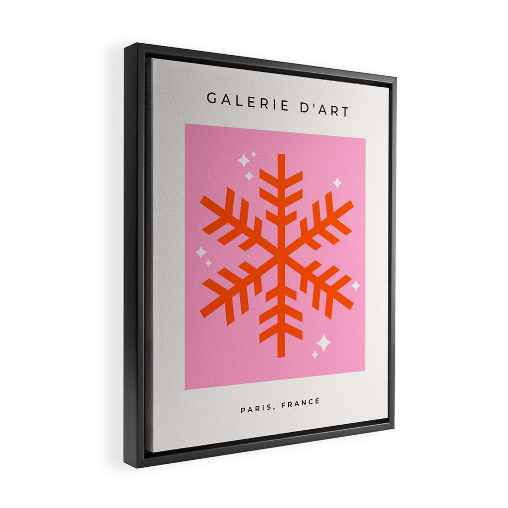 Christmas Print Snowflake Pink And Orange Holiday Decorations Festive Modern Decor Framed Canvas Print Gallery Image 2