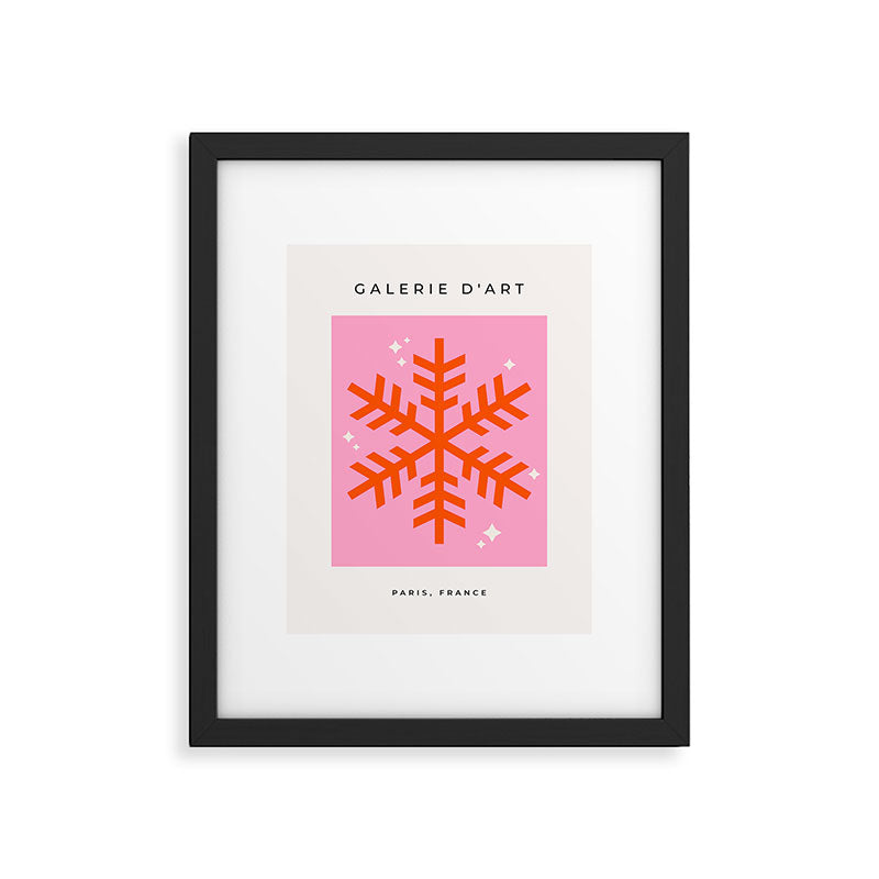 Christmas Print Snowflake Pink And Orange Holiday Decorations Festive Modern Decor Framed Art Print Gallery Image 5