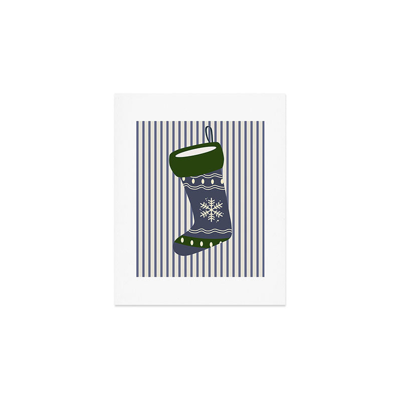 Christmas Stocking Blue Art Print Gallery Image 1